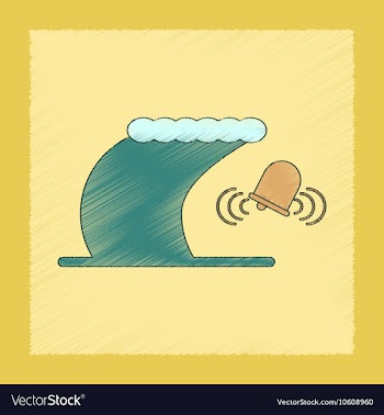 Flat shading style icon tsunami alarming bell vector image