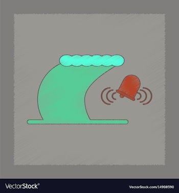 Flat shading style icon tsunami alarming bell vector image