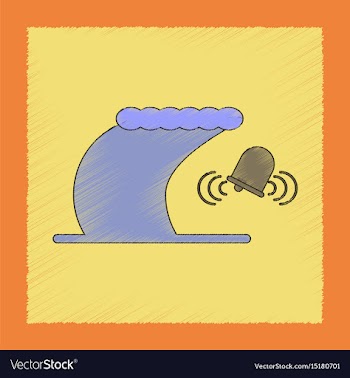 Flat shading style icon tsunami alarming bell vector image