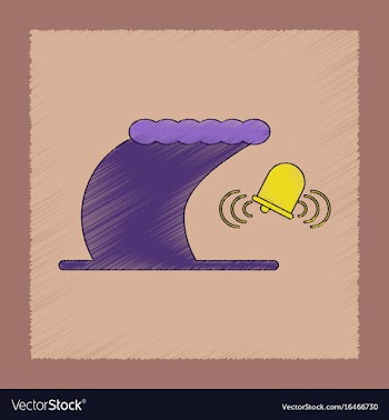 Flat shading style icon tsunami alarming bell vector image