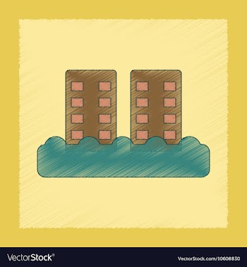 Flat shading style icon tsunami city vector image
