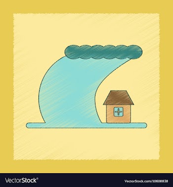 Flat shading style icon tsunami city vector image