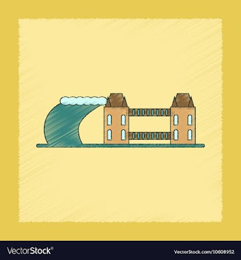 Flat shading style icon tsunami city vector image