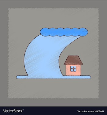 Flat shading style icon tsunami city vector image