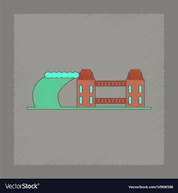 Flat shading style icon tsunami city vector image