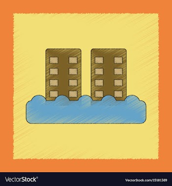 Flat shading style icon tsunami city vector image