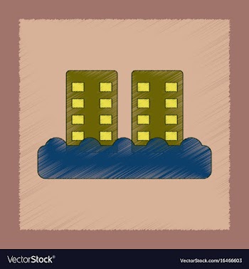 Flat shading style icon tsunami city vector image