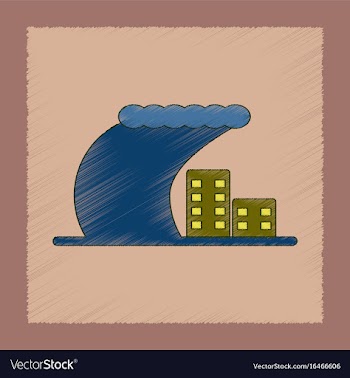 Flat shading style icon tsunami city vector image