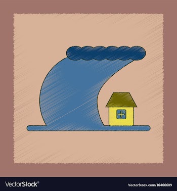 Flat shading style icon tsunami city vector image
