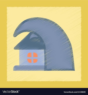 Flat shading style icon tsunami house vector image