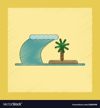 Flat shading style icon tsunami Island vector image