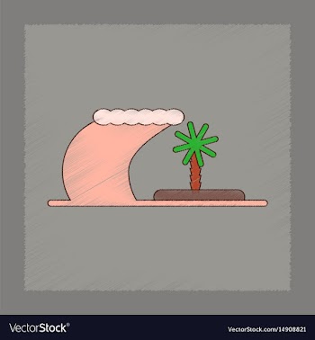 Flat shading style icon tsunami island vector image