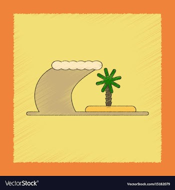 Flat shading style icon tsunami island vector image