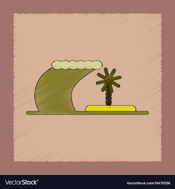 Flat shading style icon tsunami island vector image