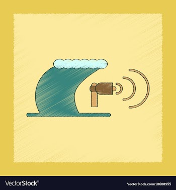 Flat shading style icon tsunami loudspeaker vector image