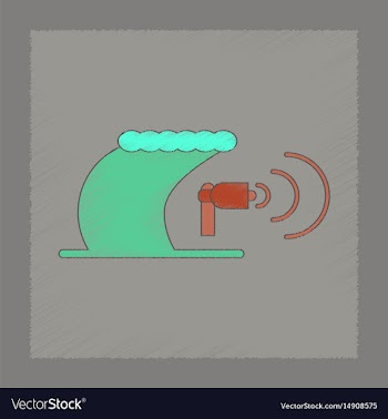 Flat shading style icon tsunami loudspeaker vector image