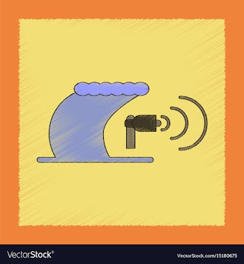 Flat shading style icon tsunami loudspeaker vector image