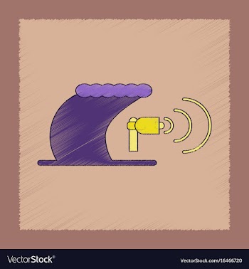 Flat shading style icon tsunami loudspeaker vector image