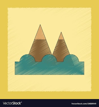 Flat shading style icon tsunami mountains vector image