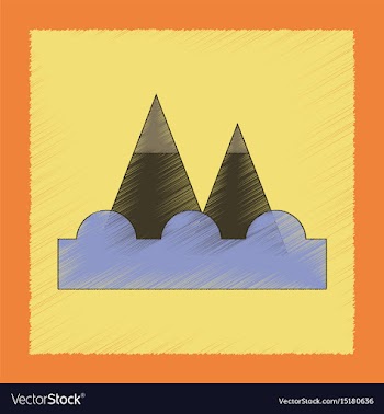 Flat shading style icon tsunami mountains vector image