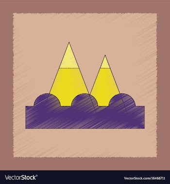 Flat shading style icon tsunami mountains vector image
