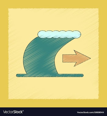 Flat shading style icon tsunami movement vector image