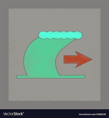 Flat shading style icon tsunami movement vector image