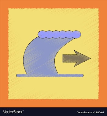 Flat shading style icon tsunami movement vector image