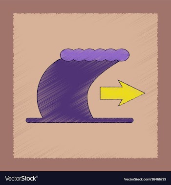 Flat shading style icon tsunami movement vector image