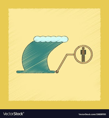 Flat shading style icon tsunami schedule people vector image