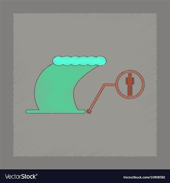 Flat shading style icon tsunami schedule people vector image