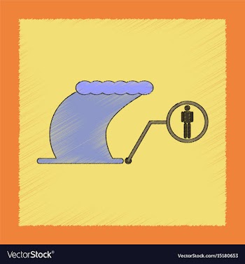 Flat shading style icon tsunami schedule people vector image