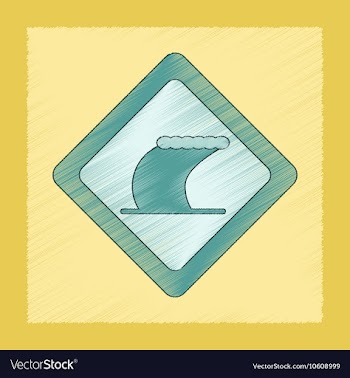 Flat shading style icon tsunami sign vector image