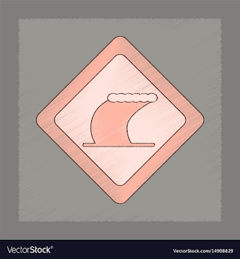 Flat shading style icon tsunami sign vector image
