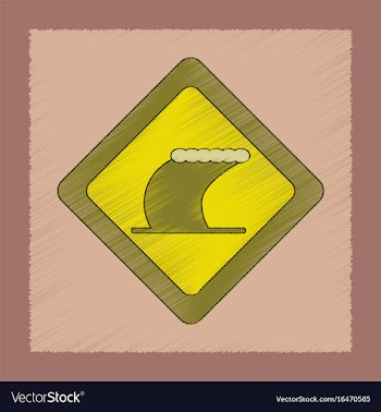 Flat shading style icon tsunami sign vector image