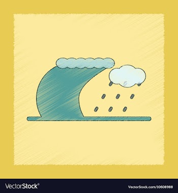 Flat shading style icon tsunami storm vector image
