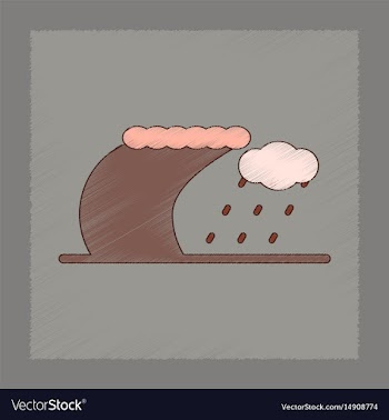 Flat shading style icon tsunami storm vector image