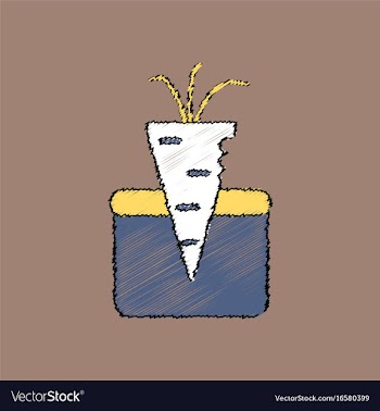 Flat shading style icon turnip in soil vector image