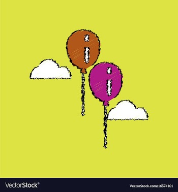 Flat shading style icon two balloons in sky vector image