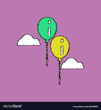 Flat shading style icon two balloons in sky vector image