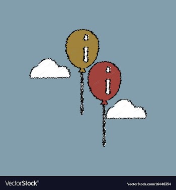 Flat shading style icon two balloons in sky vector image
