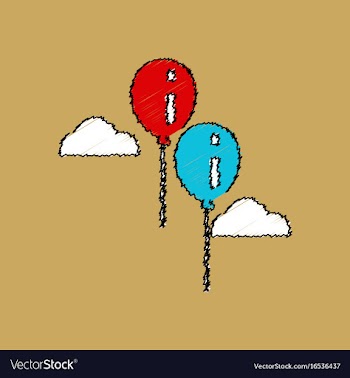 Flat shading style icon two balloons in sky vector image