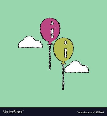 Flat shading style icon two balloons in sky vector image