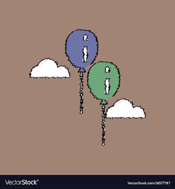 Flat shading style icon two balloons in sky vector image
