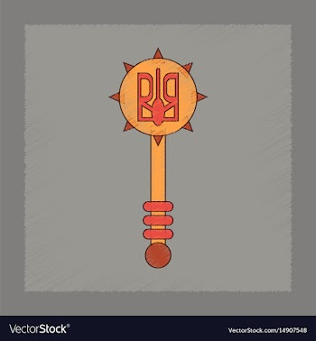 Flat shading style icon ukrainian mace vector image
