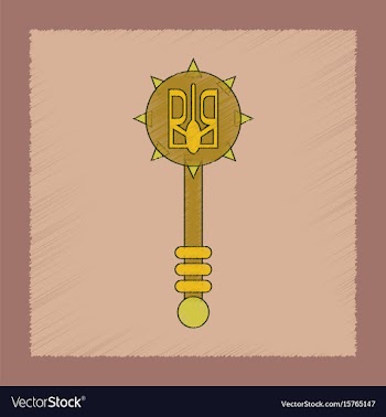 Flat shading style icon ukrainian mace vector image