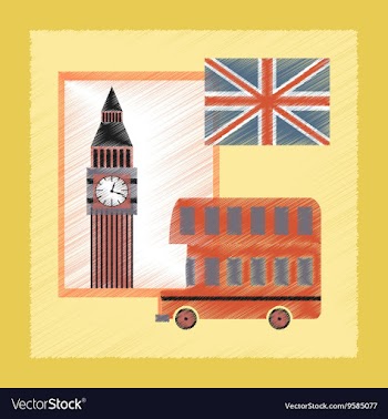 Flat shading style icon United Kingdom set vector image