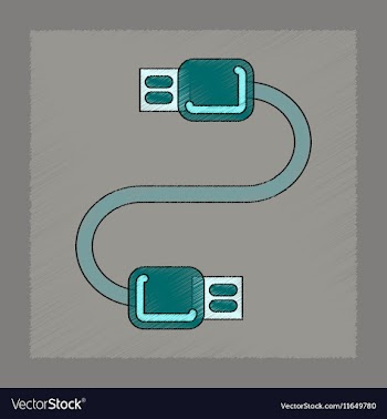 Flat shading style icon usb cable vector image