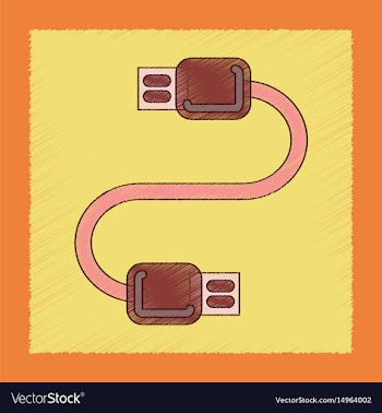 Flat shading style icon usb cable vector image