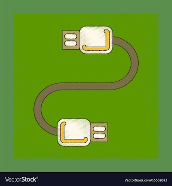 Flat shading style icon usb cable vector image
